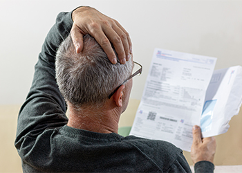 Worried man due to increasing tax debt