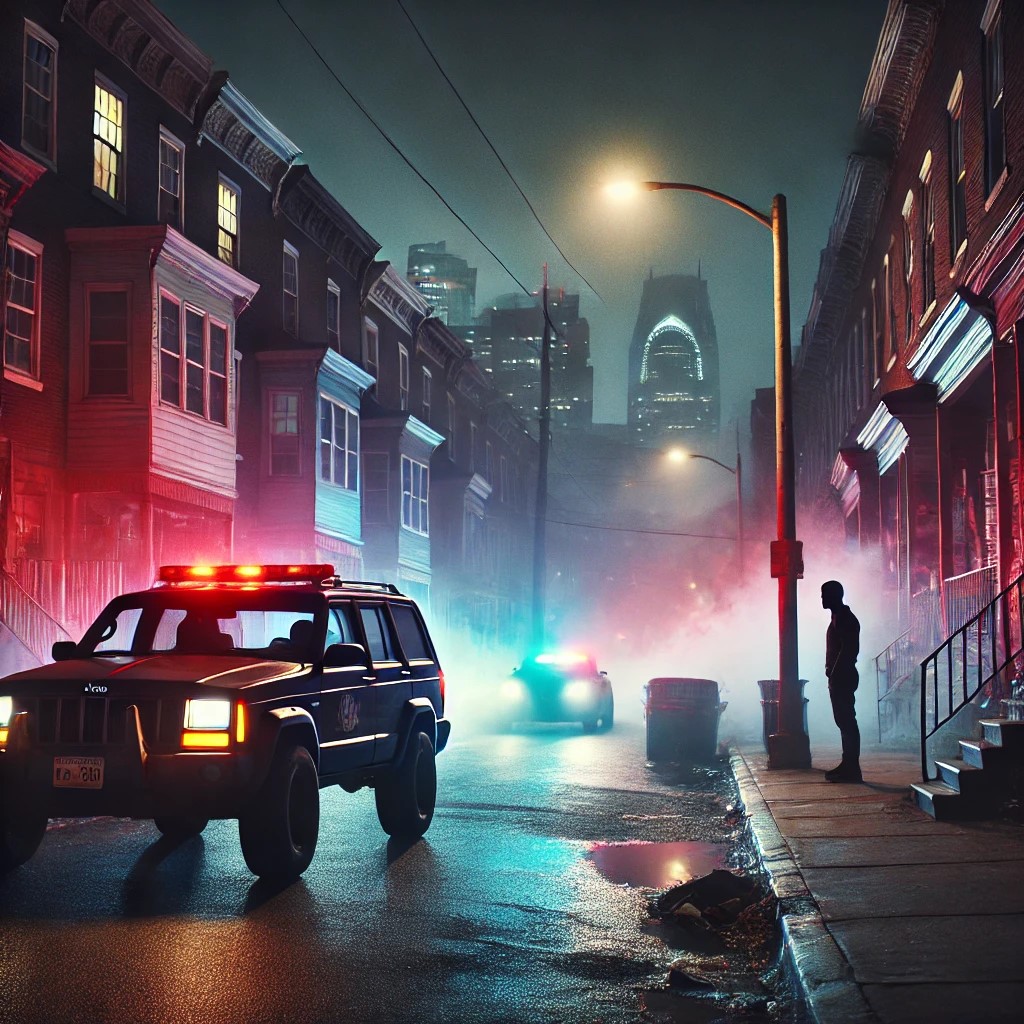 tense Philadelphia street scene