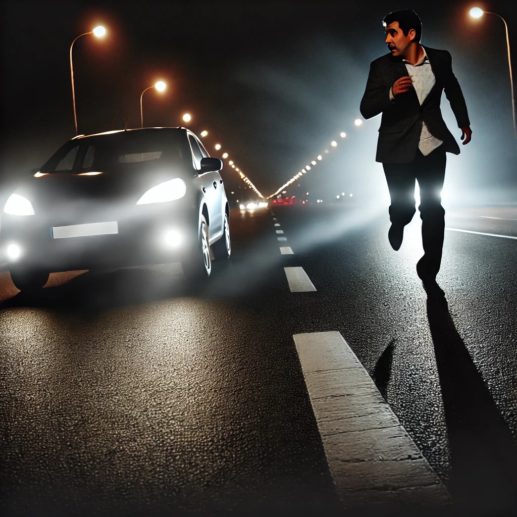 man fleeing on foot