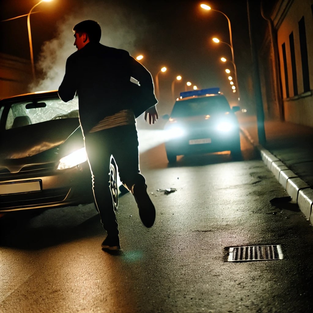 man fleeing on foot