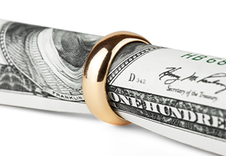Dollar bill in a ring