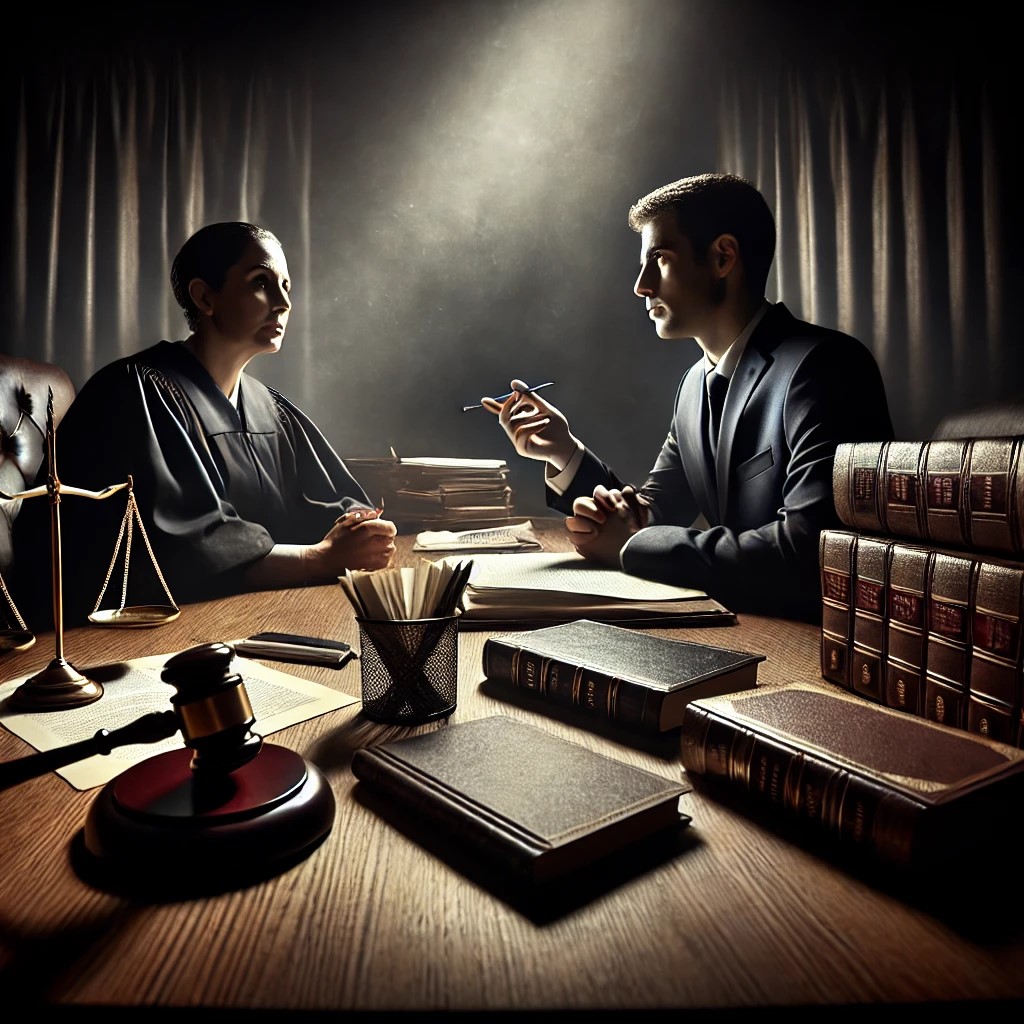 A tense courtroom scene
