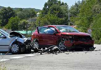 Crash where two cars are involved