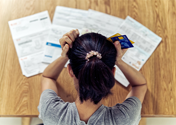 Stressed women due to huge debt