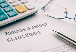 Personal injury claim form on desk