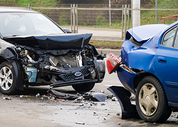 Broken cars after car accident