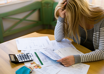 Sad women due to financial conditions