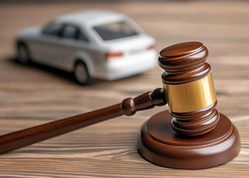 Gavel and Car model in desk