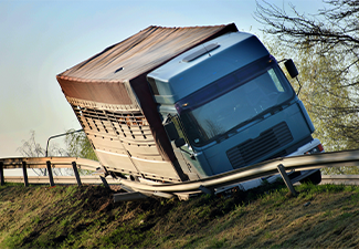 Truck accident on side of the road