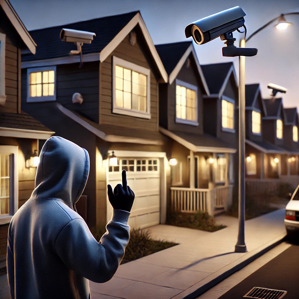 suburban neighborhood at dusk