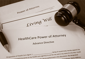 Healthcare Power of Attorney Document and Gavel on Table