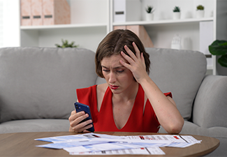 Woman with financial problems with credit card debt
