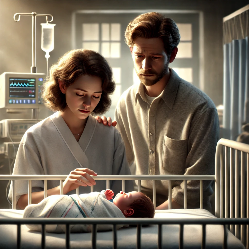 Parents with injured baby