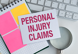 A pink and yellow sticky note with the word personal injury claims