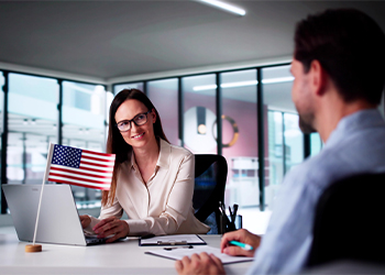 Man giving Naturalization interview