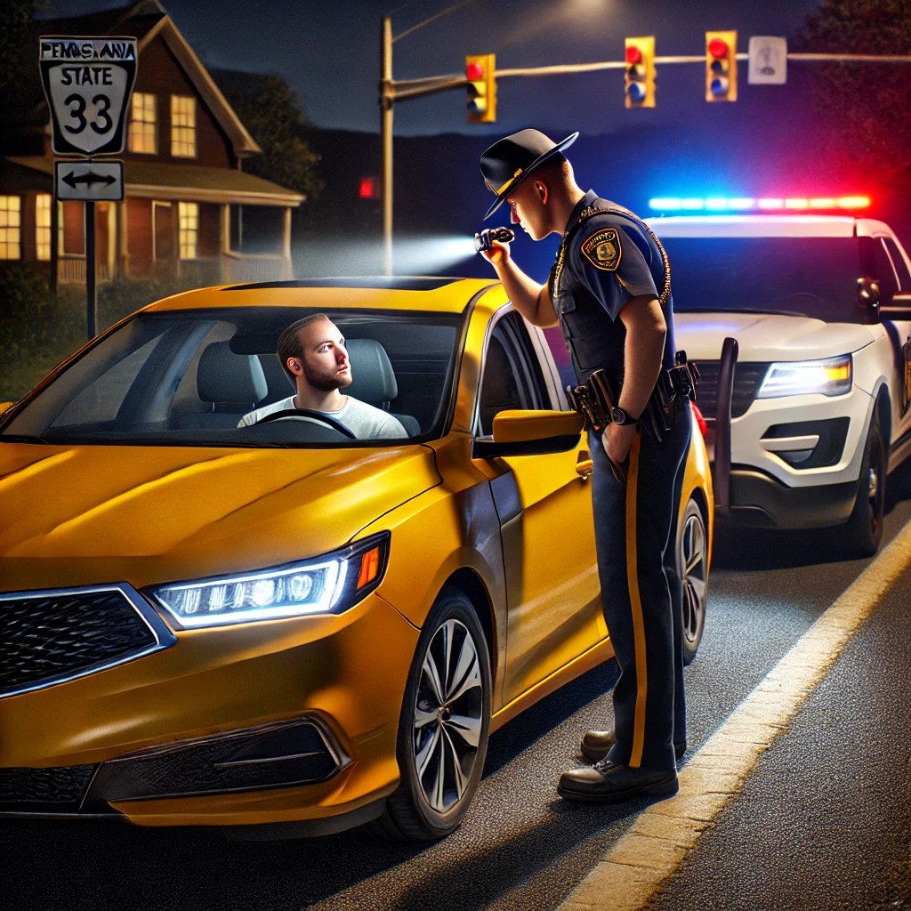 Pennsylvania State Police officer conducting a DUI traffic stop