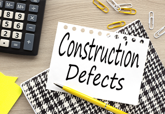 Construction defect , text on a white page. near the calculator