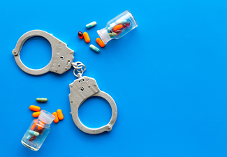 Arrest for illegal purchase, possession and sale drugs concept