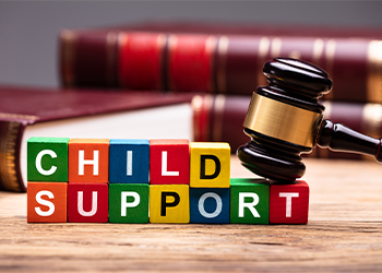 Child Support Block with Bible and Gavel