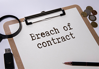 Breach of contract is shown using a text and photo