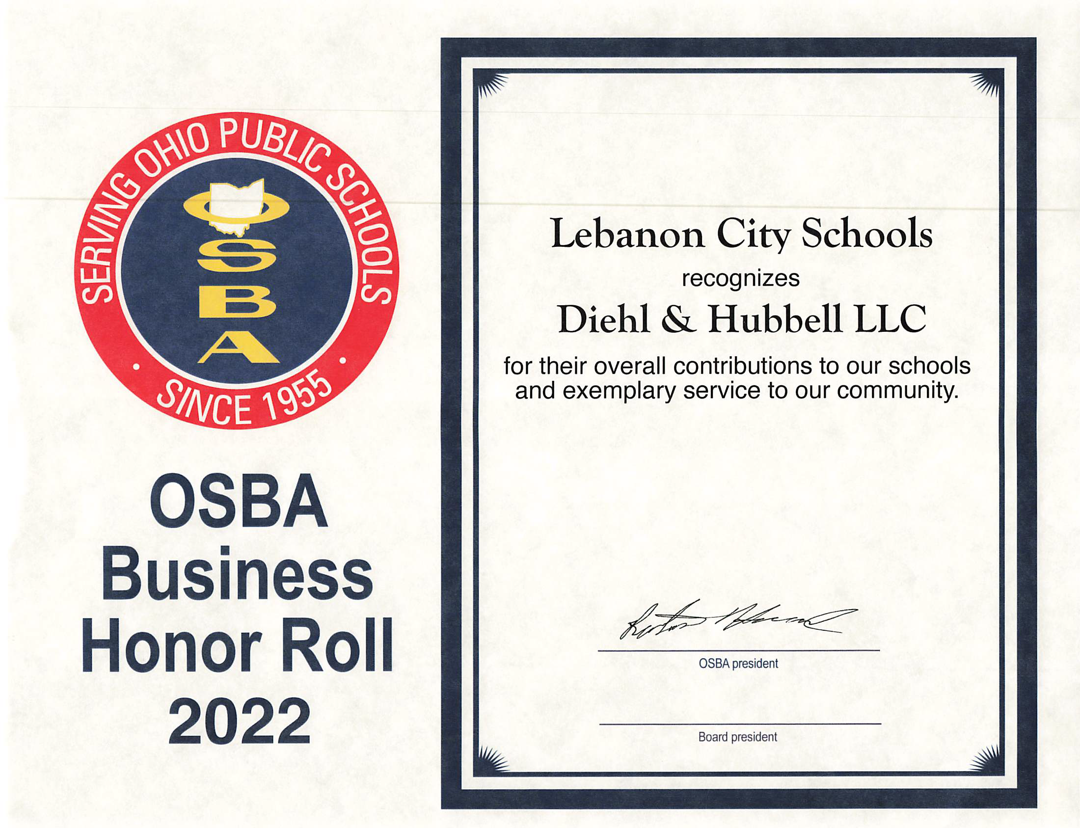 Osba business Honor Roll 2022