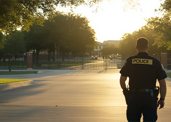 Police Officer in Campus Perimeter