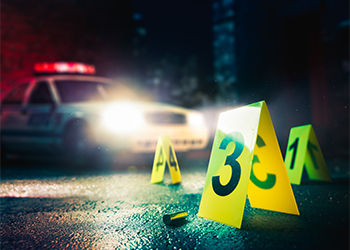 Police car at a crime scene 
