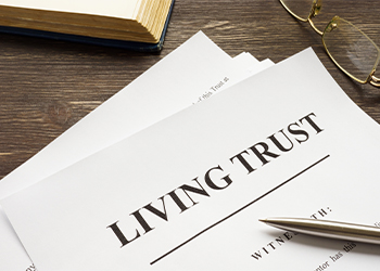 Living trust document with pen
