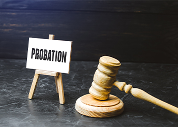 Word Probation on note and judge's gavel