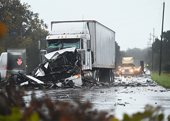 Truck accident on highway