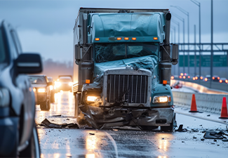 A truck accident on the highway