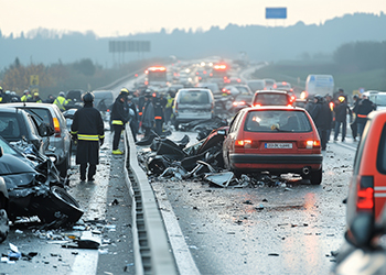 Accident in highway involving multiple cars