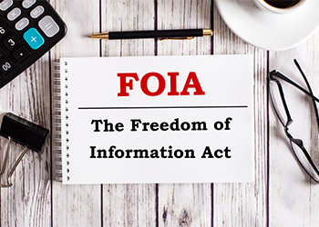 FOIA The Freedom of Information Act is written in notepad