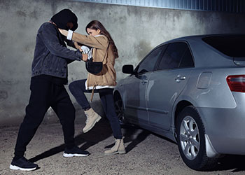 Women defending herself from attacker