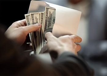 Envelope with dollars