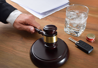 Concept of judge passing sentence for drunk driving