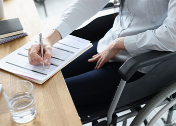 Disabled person in wheelchair applies for SSDI