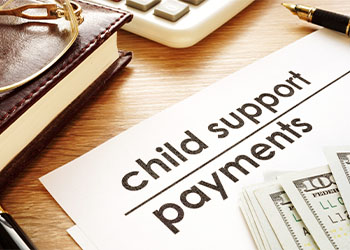 Child Support Payment File with Dollar bills in table
