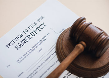 Petition to file for bankruptcy form along with gavel