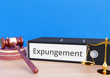 Expungement file folder with gavel and scale of justice