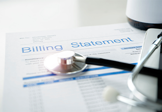 Health care billing statement on table