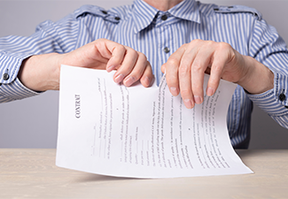 Breaking up, breaching of contract, terminating agreement concept