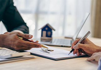 Signing a real estate contract with an approved mortgage request