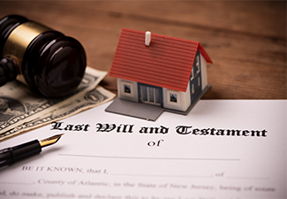 Last will and testament form with gavel