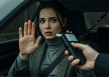 Woman Rejects Breathalyzer Test with Raised Hand