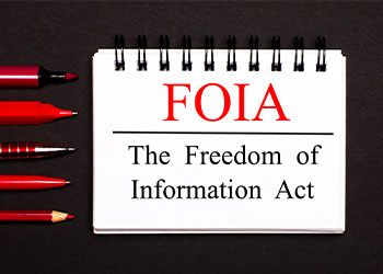 Notepad with the text FOIA