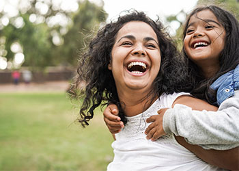 Happy child with mother