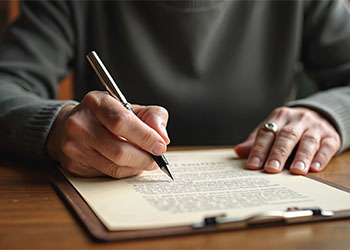 Old man preparing last will