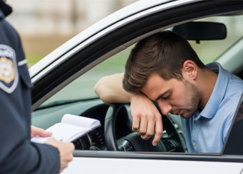 Man getting booked for traffic violation
