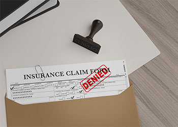 Insurance claim document with denied stamp